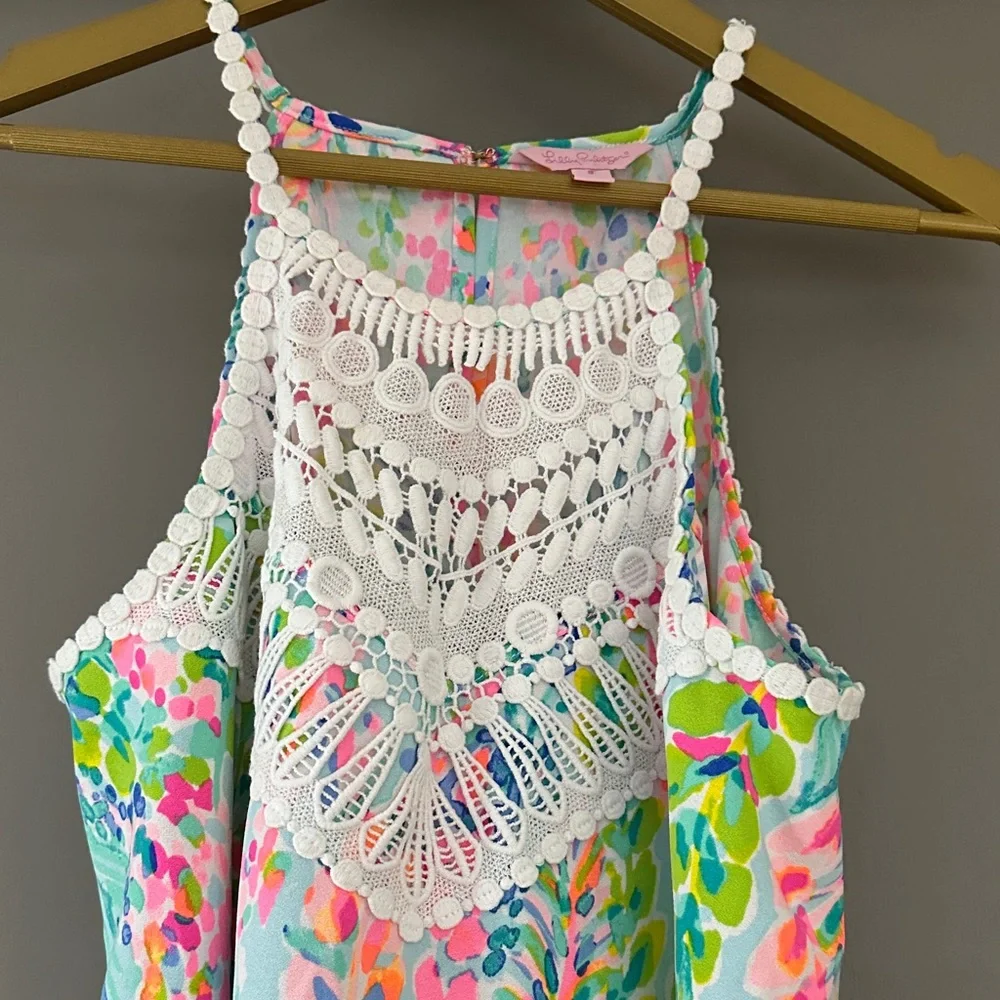 Lilly Pulitzer Pearl Soft Shift Dress – “Catch The Wave” Print Halter Mini - Picture 4 of 6